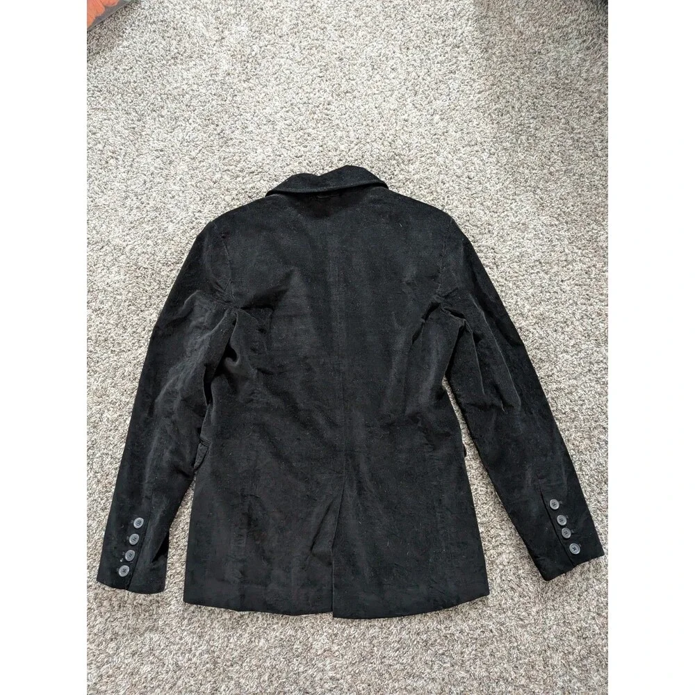 Guess Premium Blazer‎ Jacket 3-Button Black Velvety Velour Cotton Medium Mens